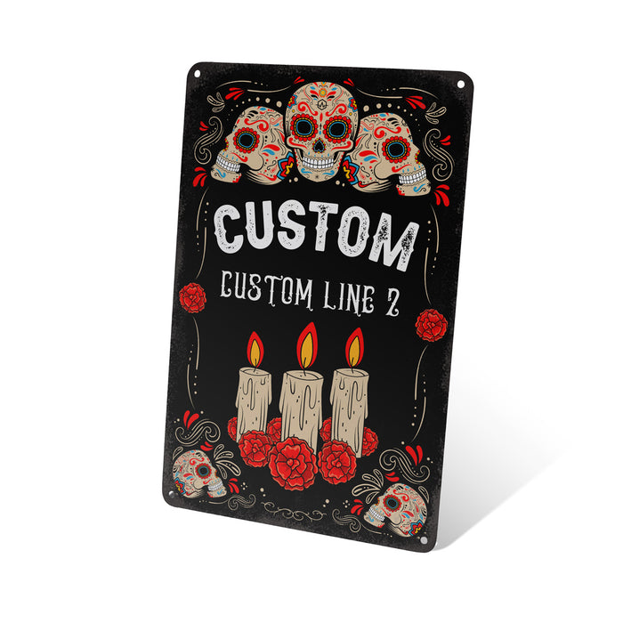 Sugar Skull Tin Sign