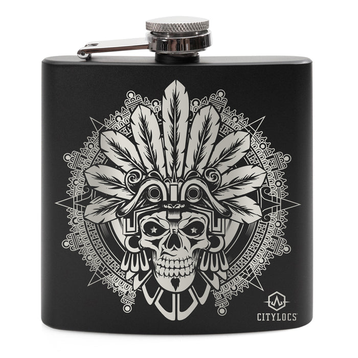 Aztec Skull Flask