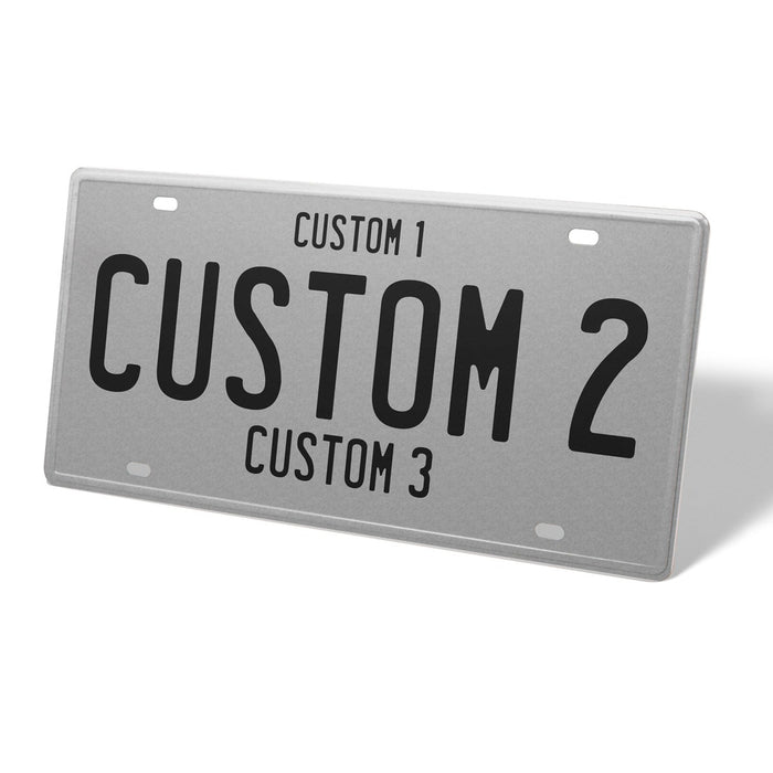 Gray & Black Universal Metal License Plate