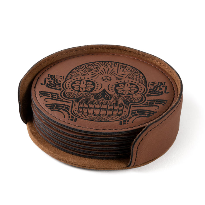 Leatherette Coaster - Indi Skull