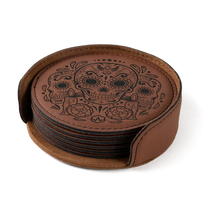Leatherette Coaster - Sugar Skulls