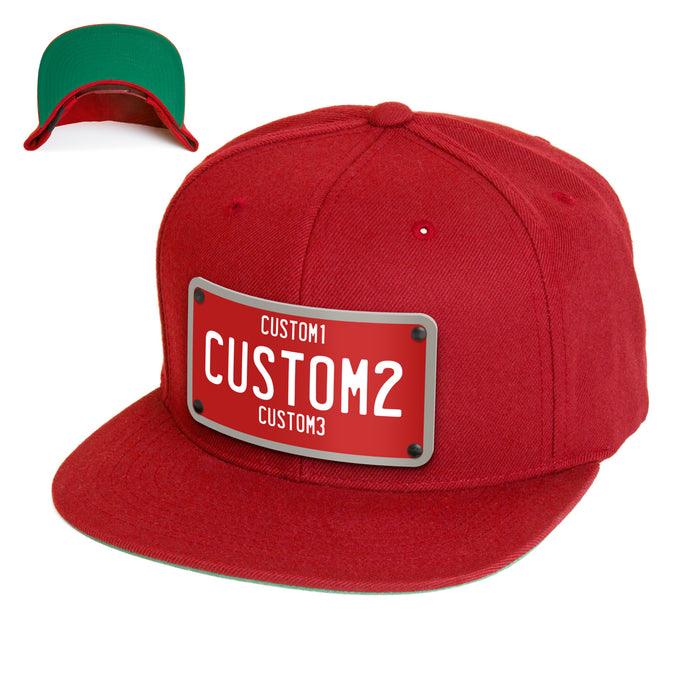 Red & White Universal License Plate Hat