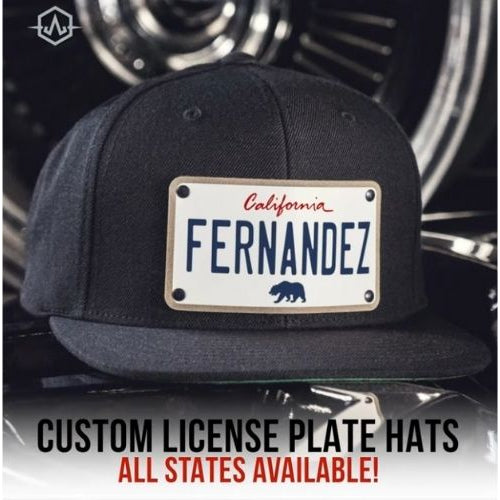 custom license plate hats