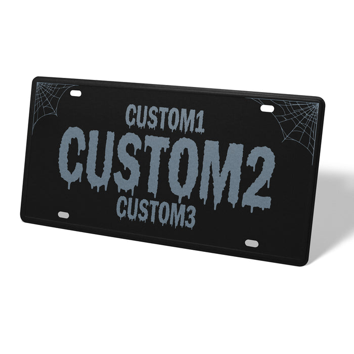 Black & Blue Gray Spooky Universal Metal License Plate