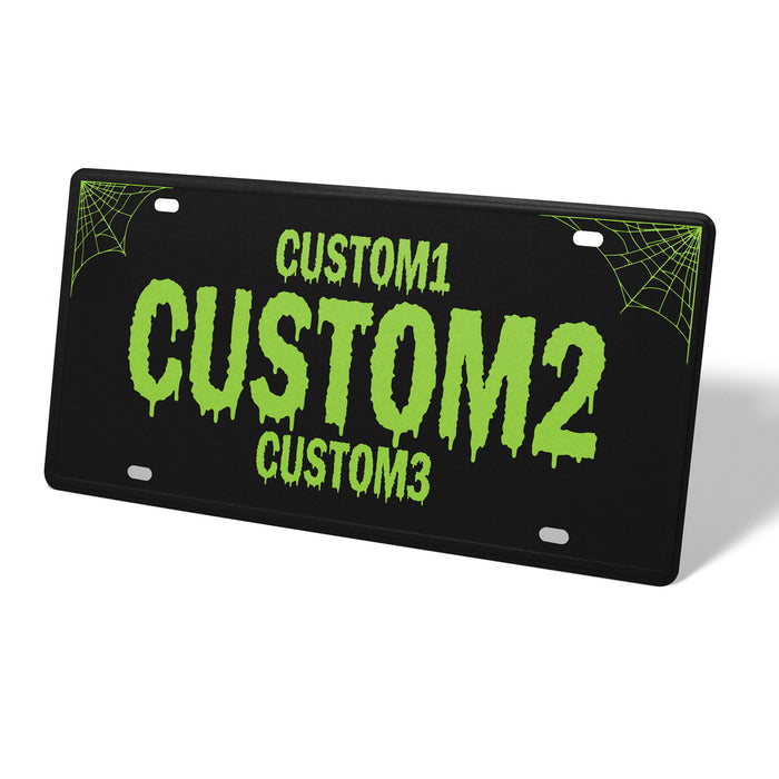 Black & Green Spooky Universal Metal License Plate