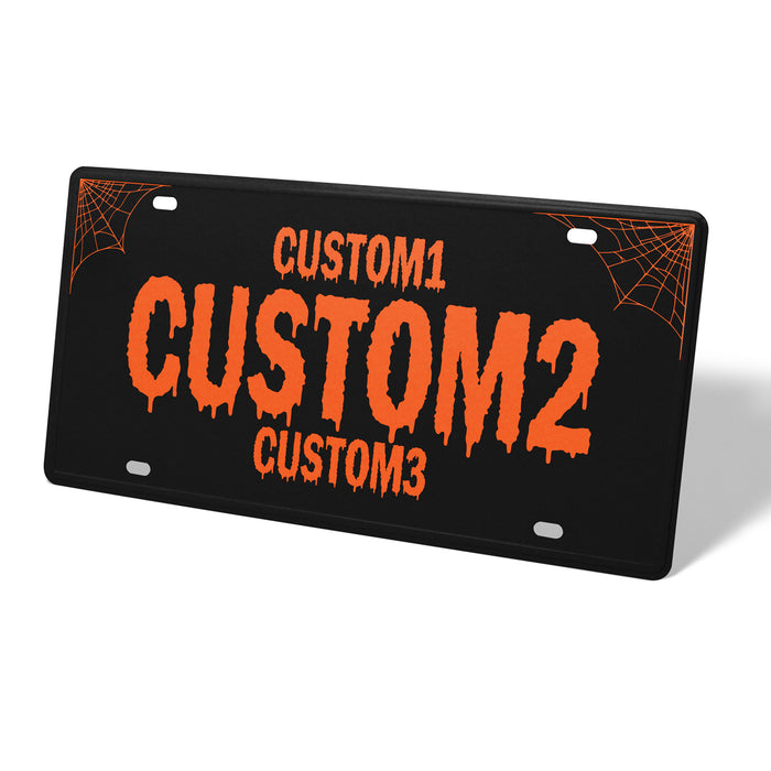 Black & Orange Spooky Universal Metal License Plate