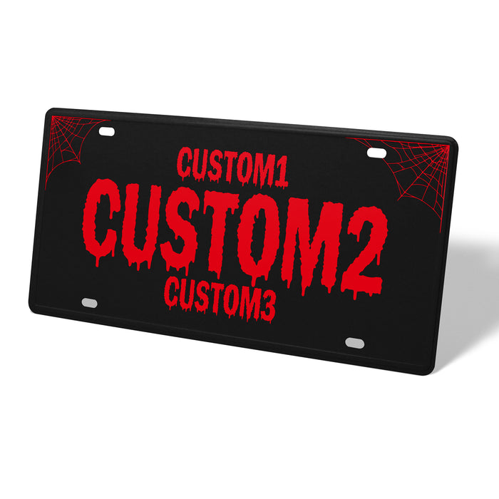 Black & Red Spooky Universal Metal License Plate