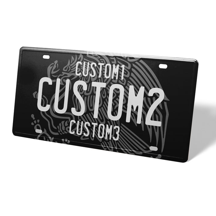 MX Black White Universal Metal License Plate