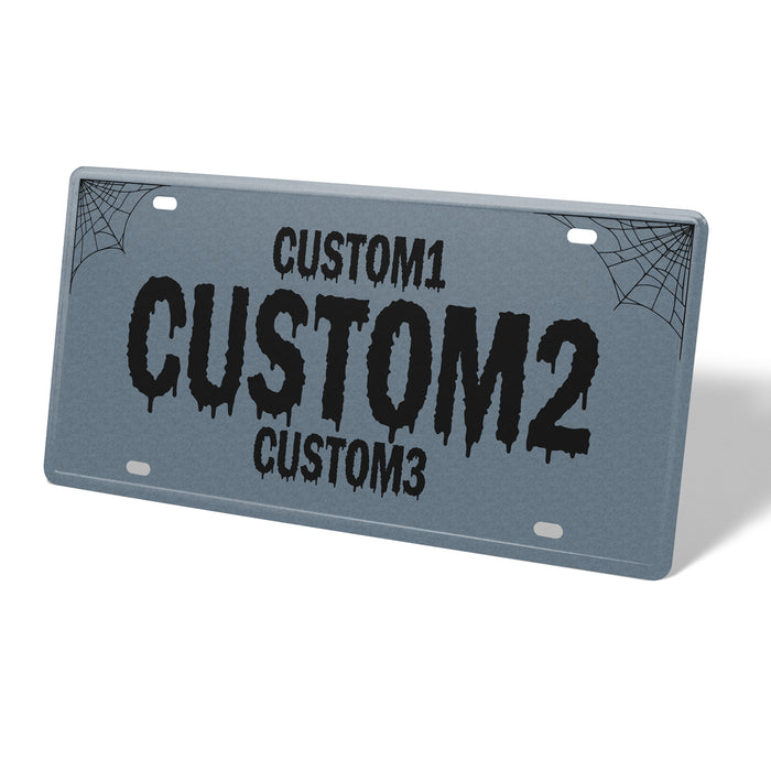 Blue Gray & Black Spooky Universal Metal License Plate
