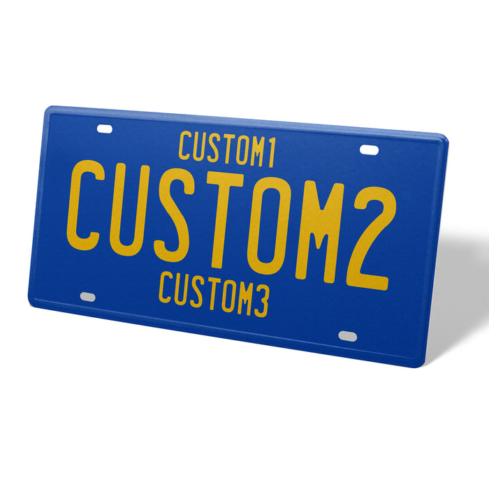 Blue & Yellow Universal Metal License Plate