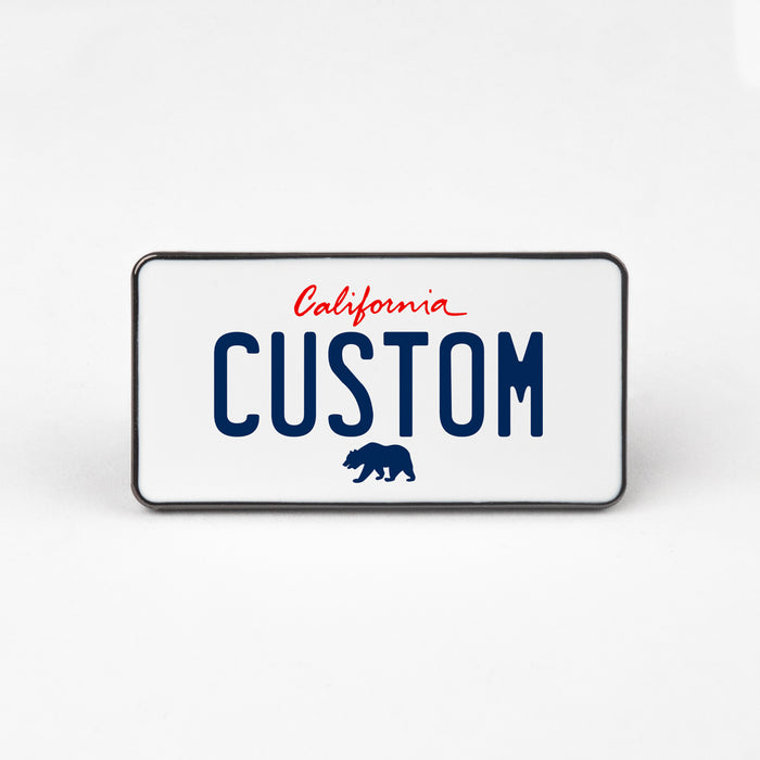 California White License Plate Enamel Pin