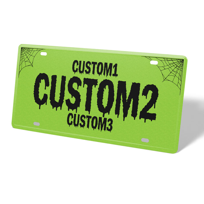 Green & Black Spooky Universal Metal License Plate