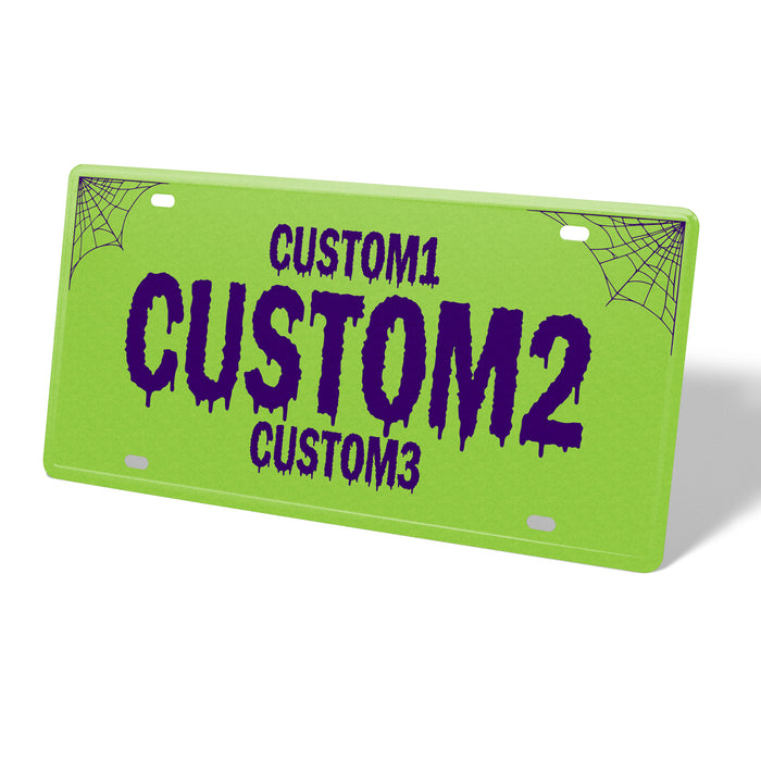 Green & Purple Spooky Universal Metal License Plate