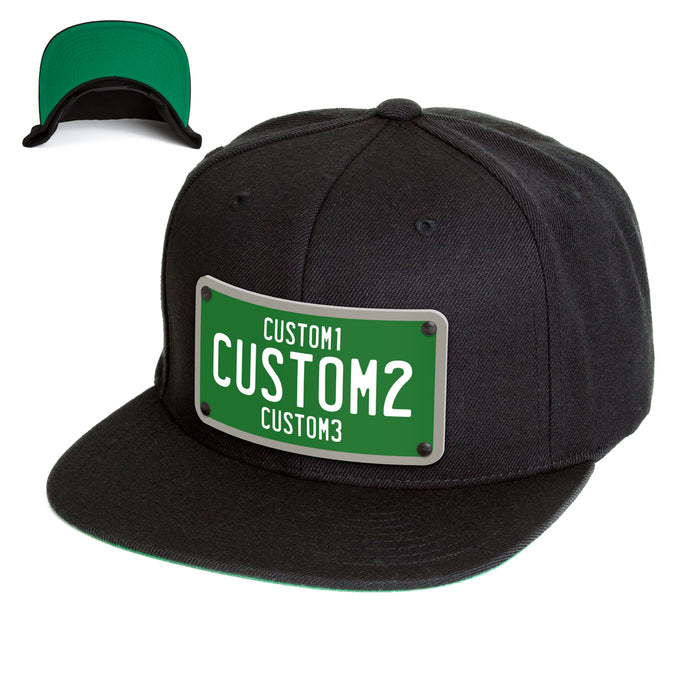 Green & White Universal License Plate Hat