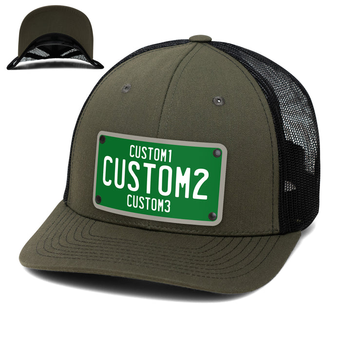 Green & White Universal License Plate Hat