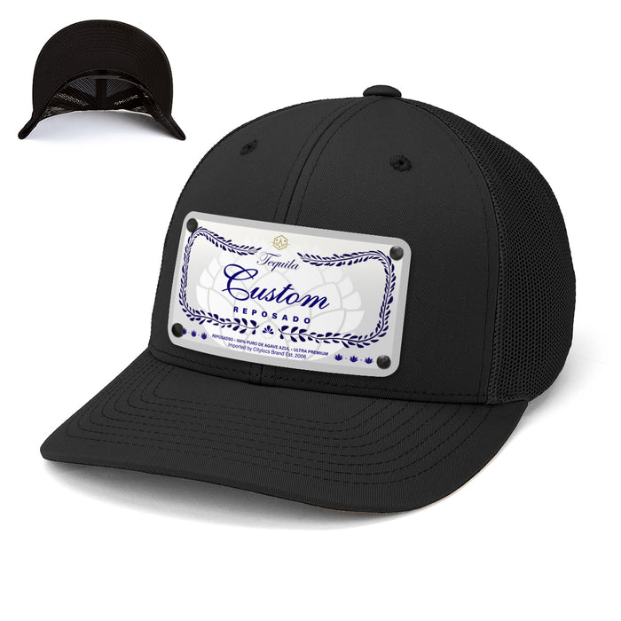 Blue Class Top-Shelf Liquor Label Hats