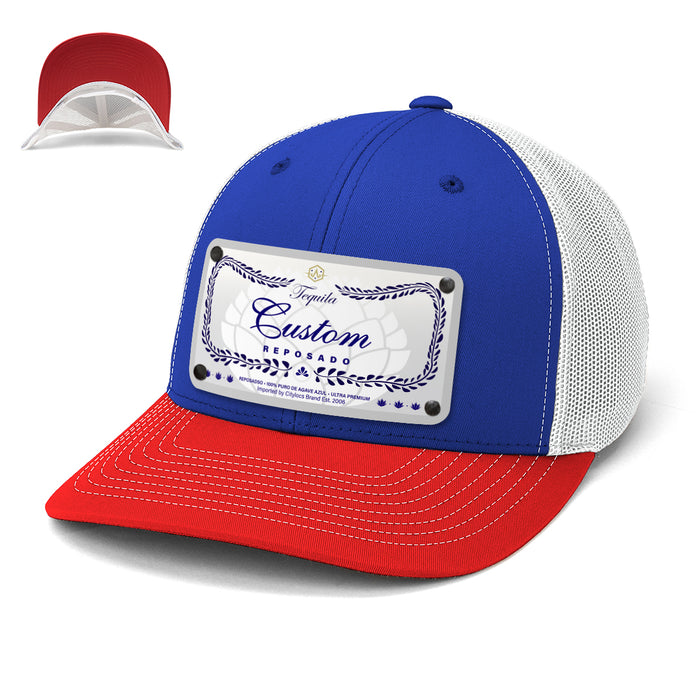 Blue Class Top-Shelf Liquor Label Hats