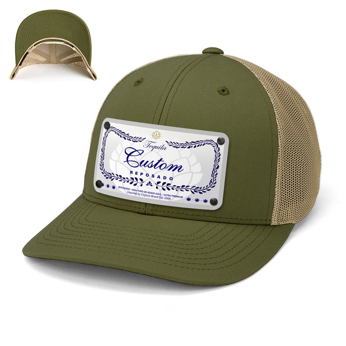 Blue Class Top-Shelf Liquor Label Hats