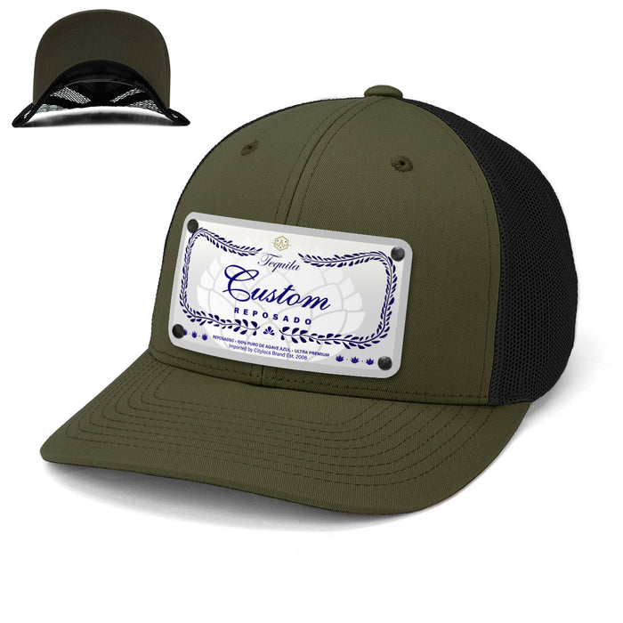 Blue Class Top-Shelf Liquor Label Hats