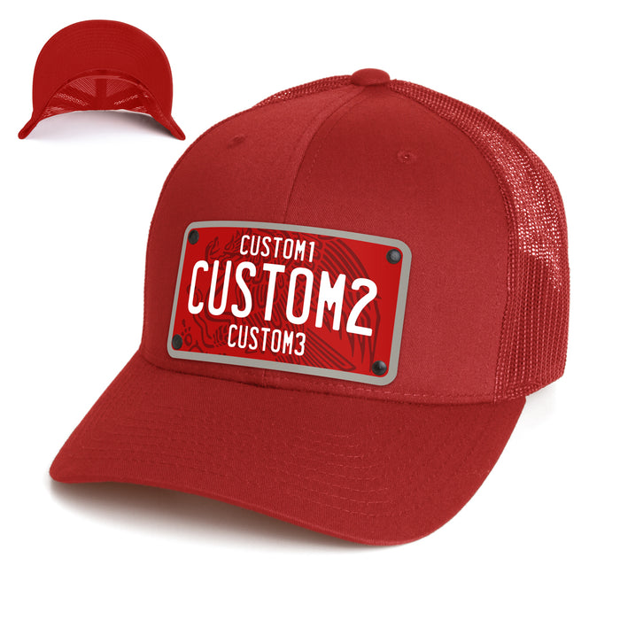 MX Red White Universal License Plate Hat