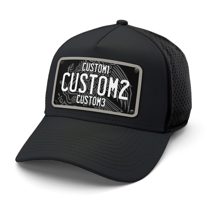 MX Black & White Universal License Plate Hat