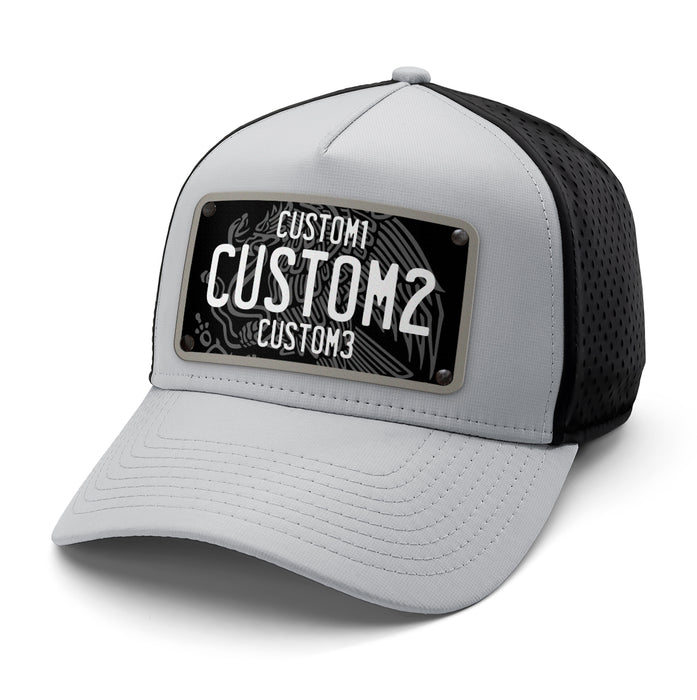 MX Black & White Universal License Plate Hat