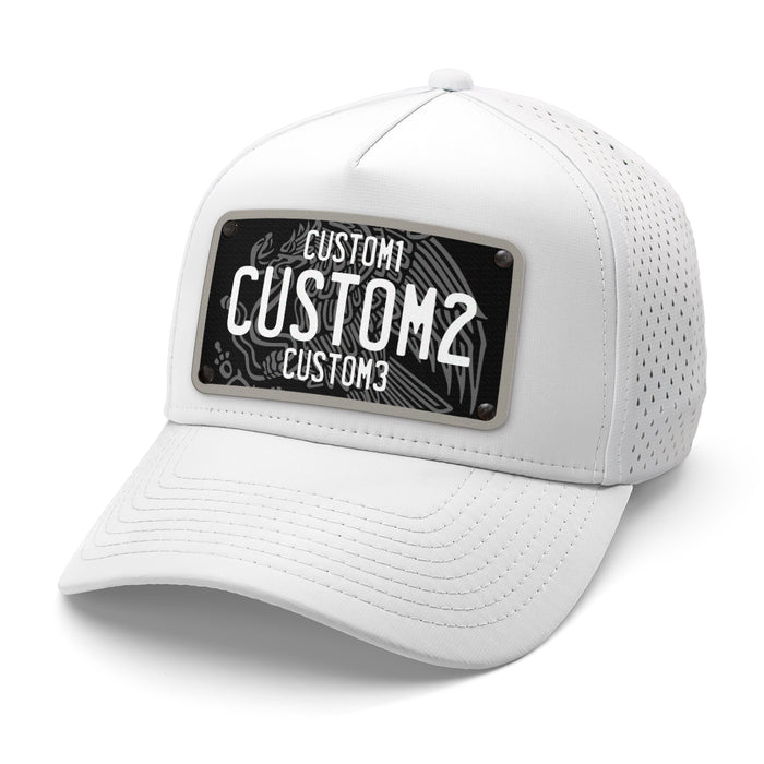 MX Black & White Universal License Plate Hat