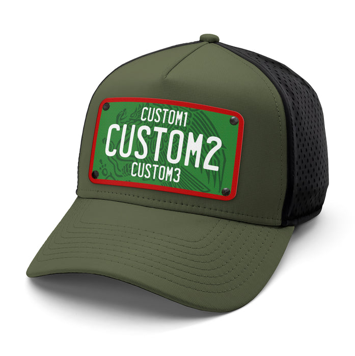 MX Green Red White Universal License Plate Hat