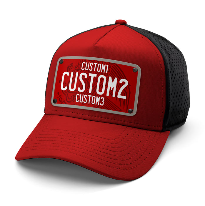 MX Red White Universal License Plate Hat