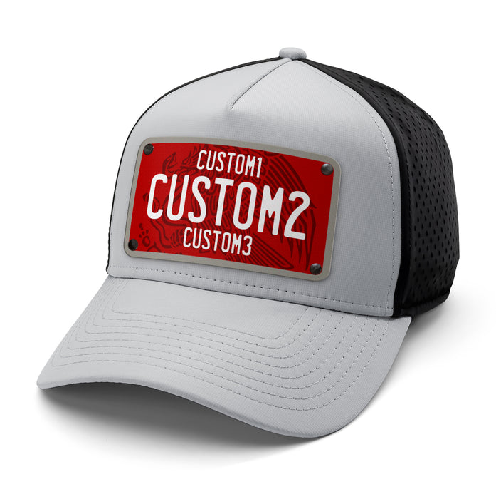 MX Red White Universal License Plate Hat