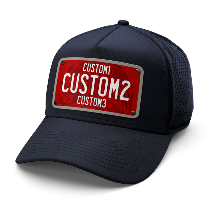 MX Red White Universal License Plate Hat