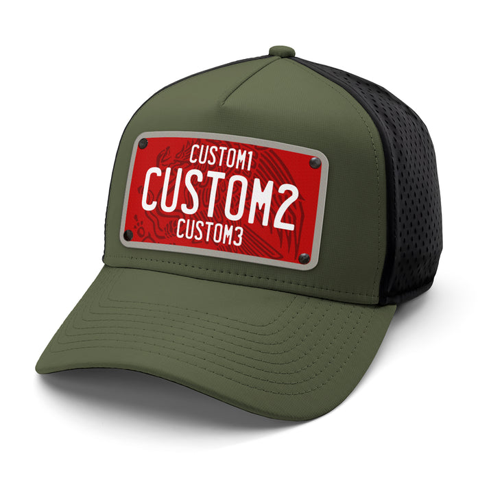 MX Red White Universal License Plate Hat