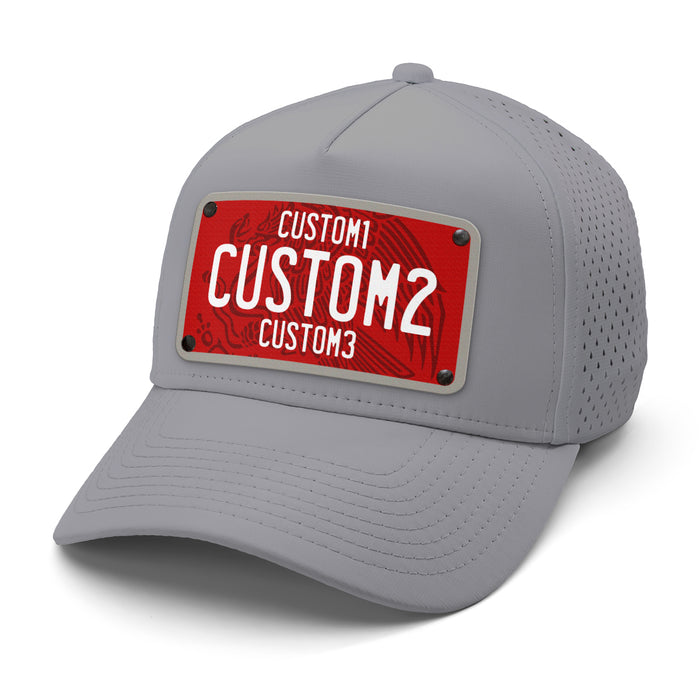 MX Red White Universal License Plate Hat