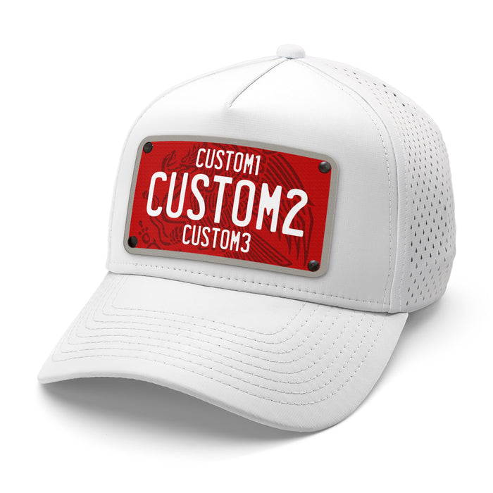MX Red White Universal License Plate Hat