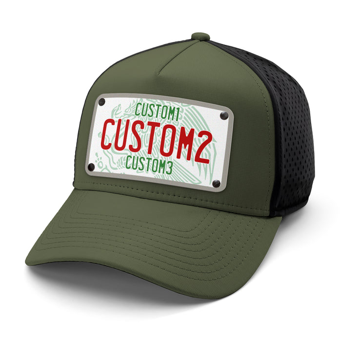 MX White Red Green Universal License Plate Hat