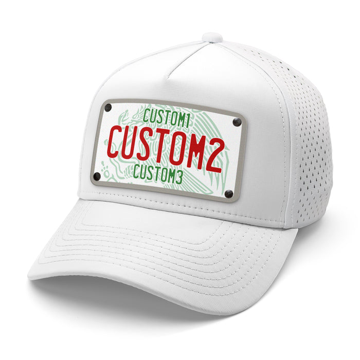 MX White Red Green Universal License Plate Hat