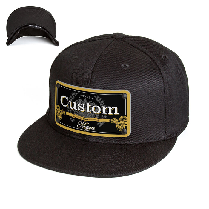 Model Black Beverage Label Custom Hat