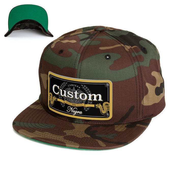 Model Black Beverage Label Custom Hat