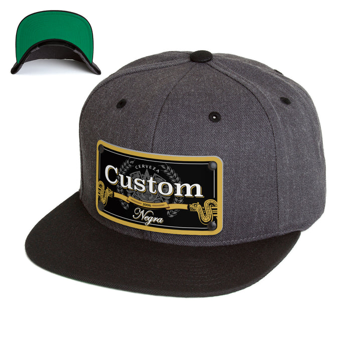 Model Black Beverage Label Custom Hat