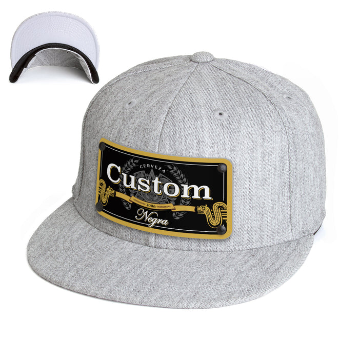 Model Black Beverage Label Custom Hat