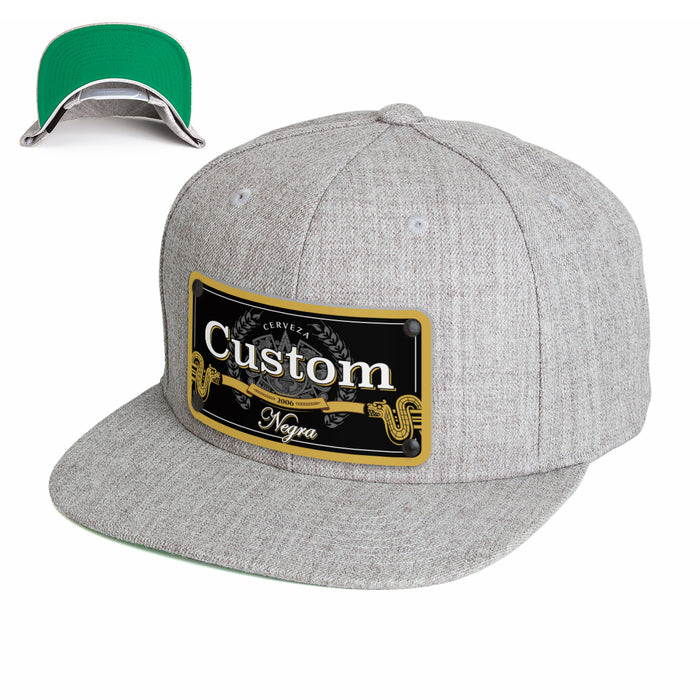 Model Black Beverage Label Custom Hat