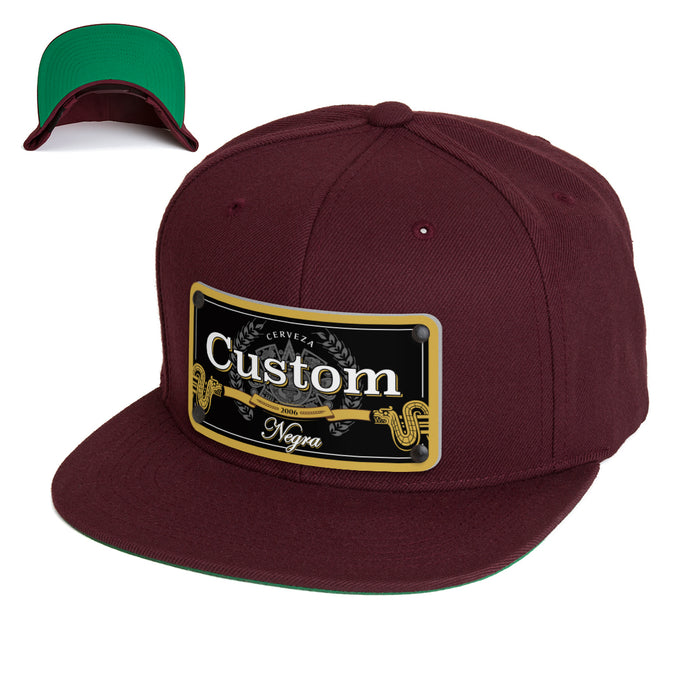 Model Black Beverage Label Custom Hat