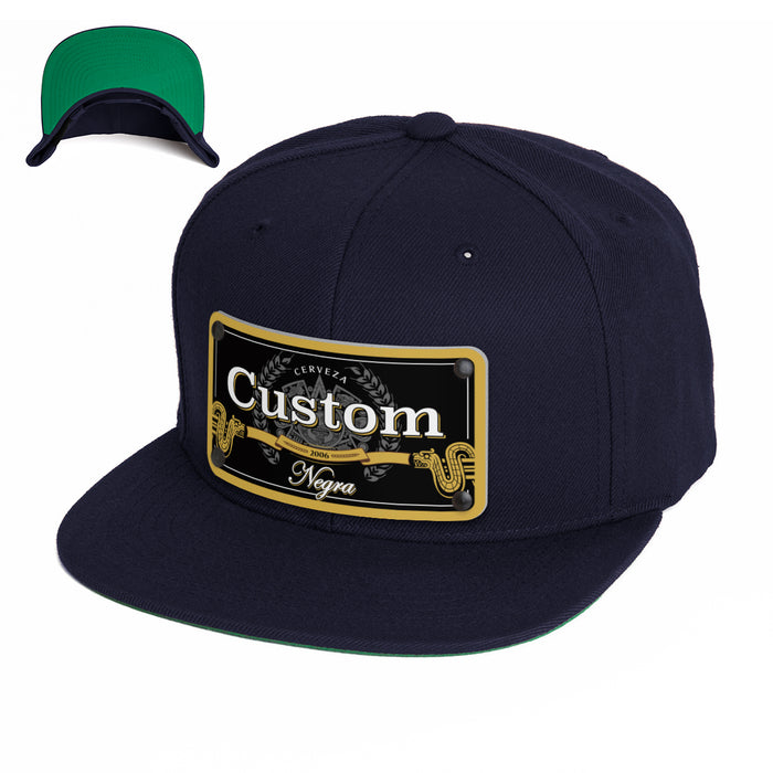 Model Black Beverage Label Custom Hat