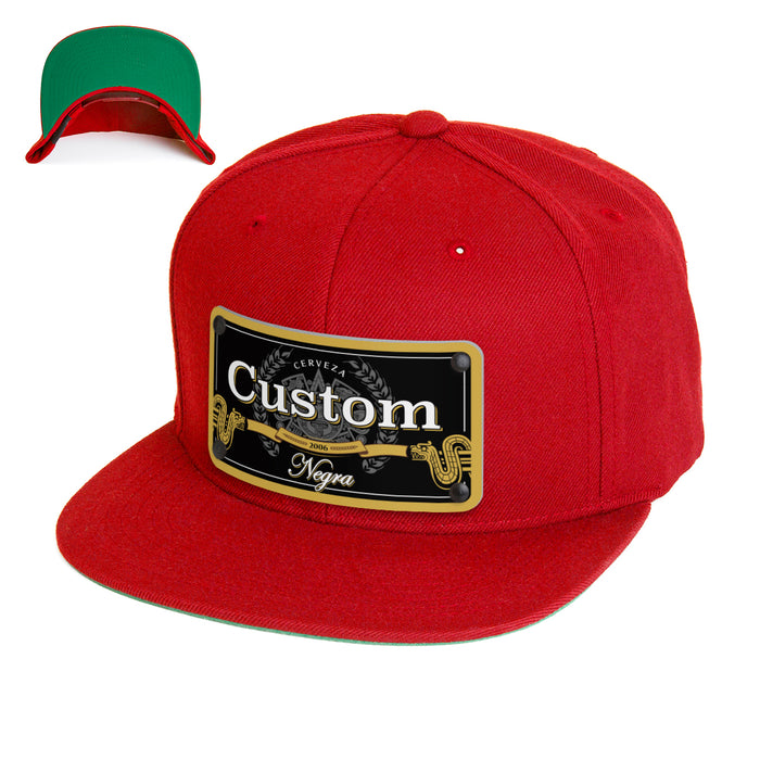 Model Black Beverage Label Custom Hat