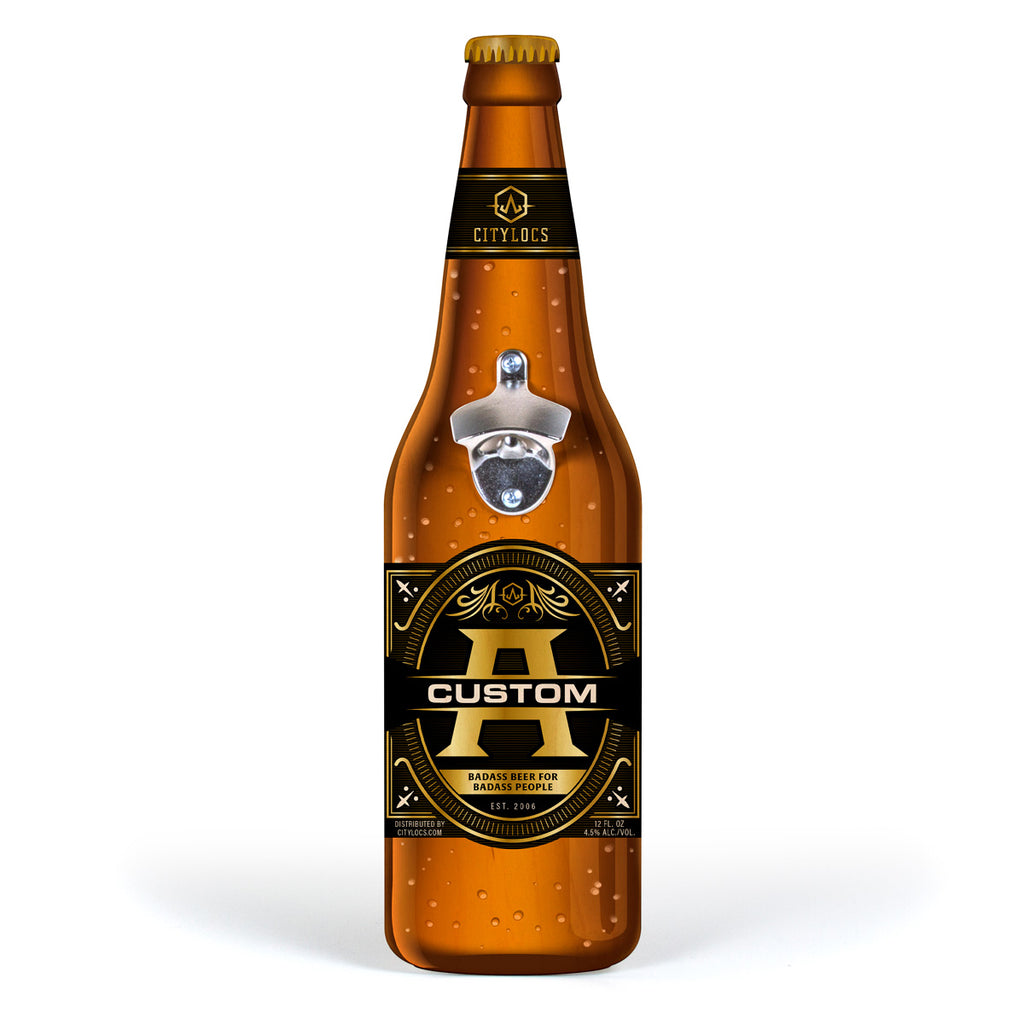 Monogram Black Gold Bottle Opener