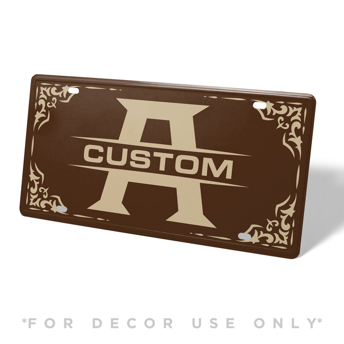 Brown Monogram Metal License Plate