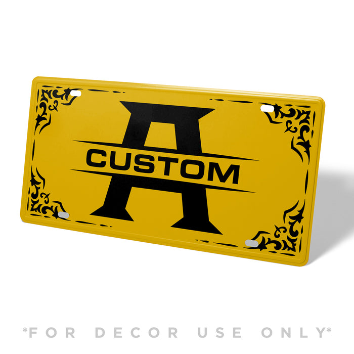 Gold Monogram Metal License Plate