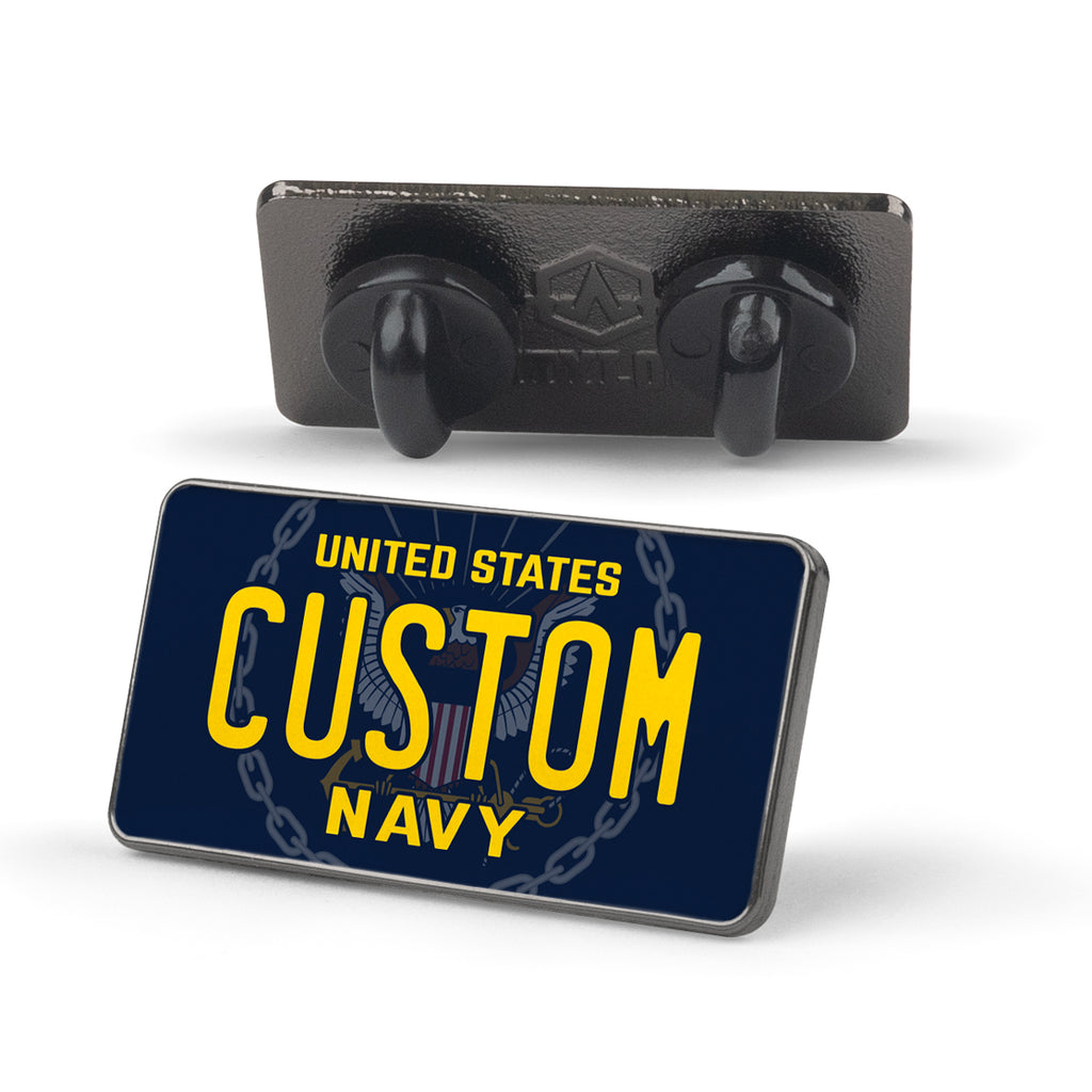Navy License Plate Enamel Pin