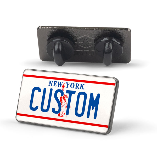New York White License Plate Enamel Pin