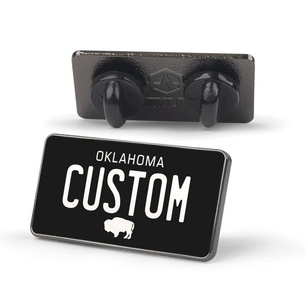 Oklahoma Black License Plate Enamel Pin